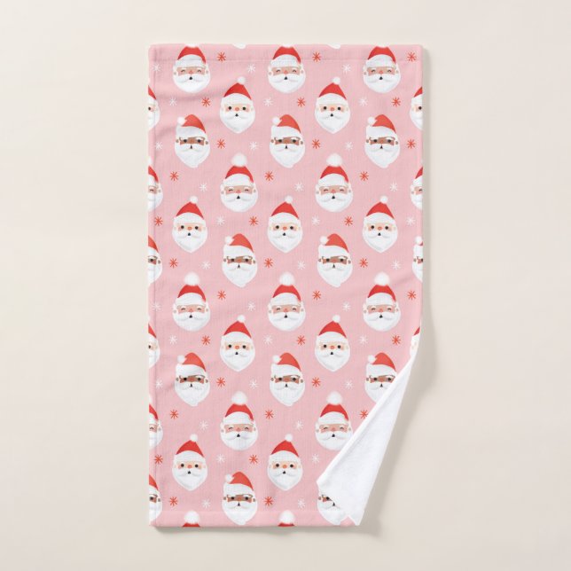 Pink Retro Santa Clause Küchentuch Handtuch (Handtuch)
