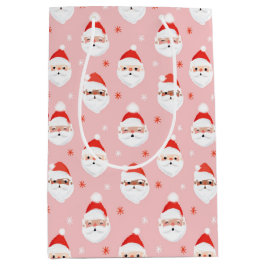Pink Retro Santa Clause Wrapping Paper Mittlere Geschenktüte