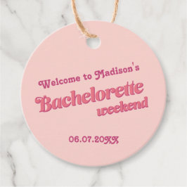 Pink Retro Schriftart Bachelorette Gefälligkeitsta Geschenkanhänger