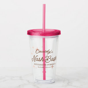Pink Retro Stars Nash Bash Bachelorette Acryltrinkbecher