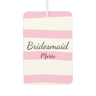 Pink Retro Stripesadd your name custom bridesmaid Autolufterfrischer