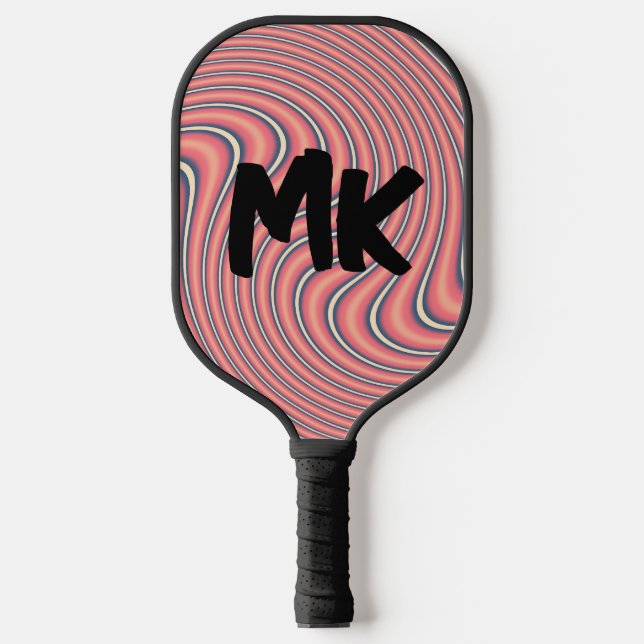 PINK RETRO SWIRL MONOGRAM CUSTOM PICKLEBALL SCHLÄGER (Vorderseite)