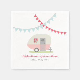 Pink Retro Trailer Hochzeit Napkins Serviette