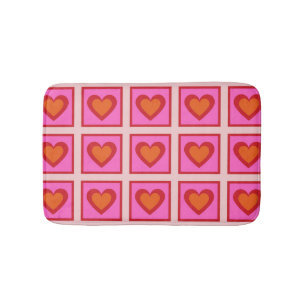 Pink Retro Vintag Checkered Heart Y2K Pattern Badematte