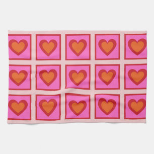 Pink Retro Vintag Checkered Heart Y2K Pattern Geschirrtuch