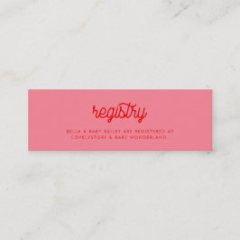 Pink Retro Vintage Babyduschekarte Mini Visitenkarte