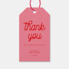 Pink Retro Vintages Drehbuch Kinderdusche Geschenkanhänger