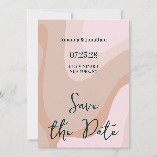 Pink Retro Wave Wedding Save the Date Einladung (Vorderseite)