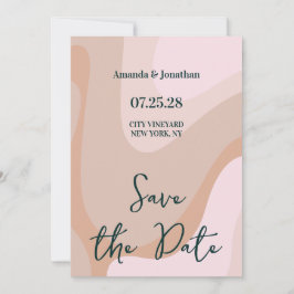 Pink Retro Wave Wedding Save the Date Einladung