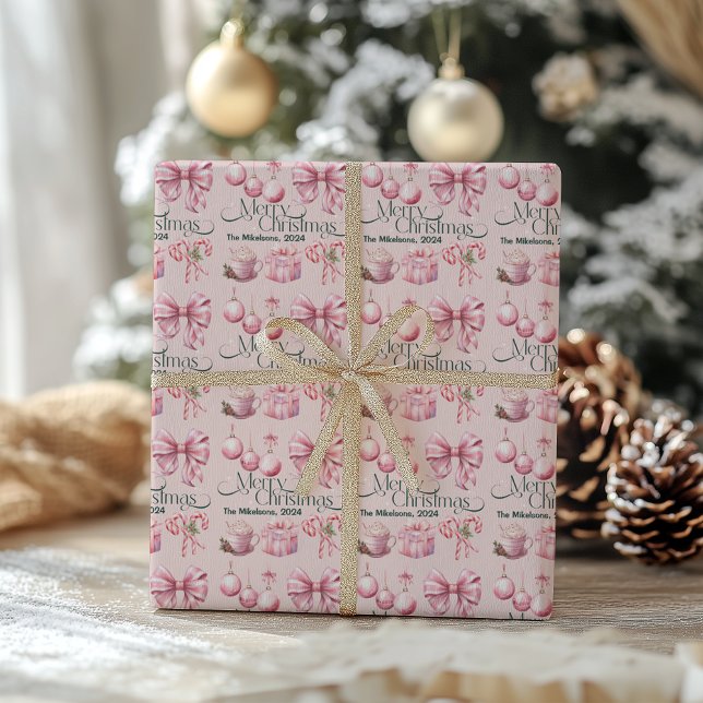 Pink Retro Weihnachten Geschenkpapier (Von Creator hochgeladen)