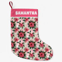 Pink Retro Weihnachten Karierte Weihnachten froh W Kleiner Weihnachtsstrumpf