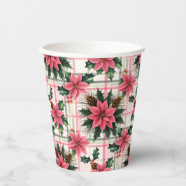 Pink Retro Weihnachten Karierte Weihnachten froh W Pappbecher