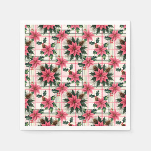 Pink Retro Weihnachten Karierte Weihnachten froh W Serviette