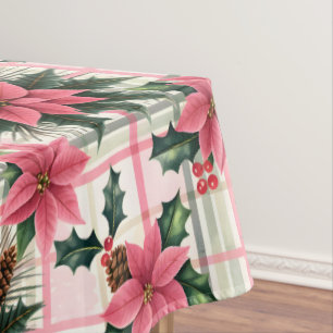 Pink Retro Weihnachten Karierte Weihnachten froh W Tischdecke