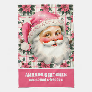 Pink Retro Weihnachten Weihnachten Blumenkohl Kari Geschirrtuch
