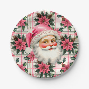 Pink Retro Weihnachten Weihnachten Blumenkohl Kari Pappteller