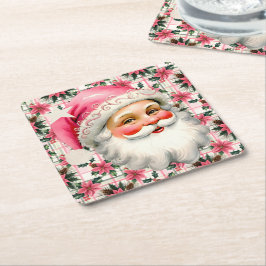 Pink Retro Weihnachten Weihnachten Blumenkohl Kari Rechteckiger Pappuntersetzer