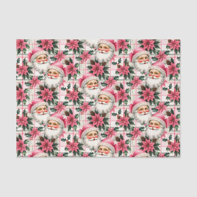 Pink Retro Weihnachten Weihnachten Blumenkohl Kari Seidenpapier (Vorderseite)