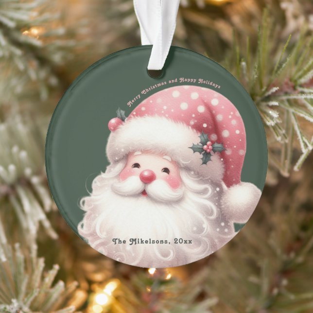 Pink Retro Weihnachtsmann Ornament (Baum)