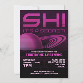 Pink Retrowave Überraschende Geburtstagsparty-Einl Einladung