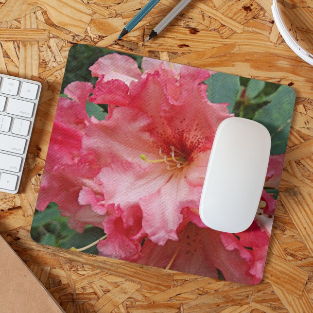Pink Rhododendron Bloom Floral Mousepad (In Situ)