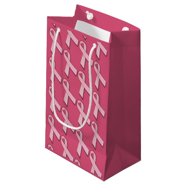 Pink Ribbbons gepolstertes Muster Kleine Geschenktüte (Vorderseite Schrägansicht)