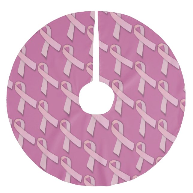 Pink Ribbbons gepolstertes Muster Polyester Weihnachtsbaumdecke (Vorderseite)