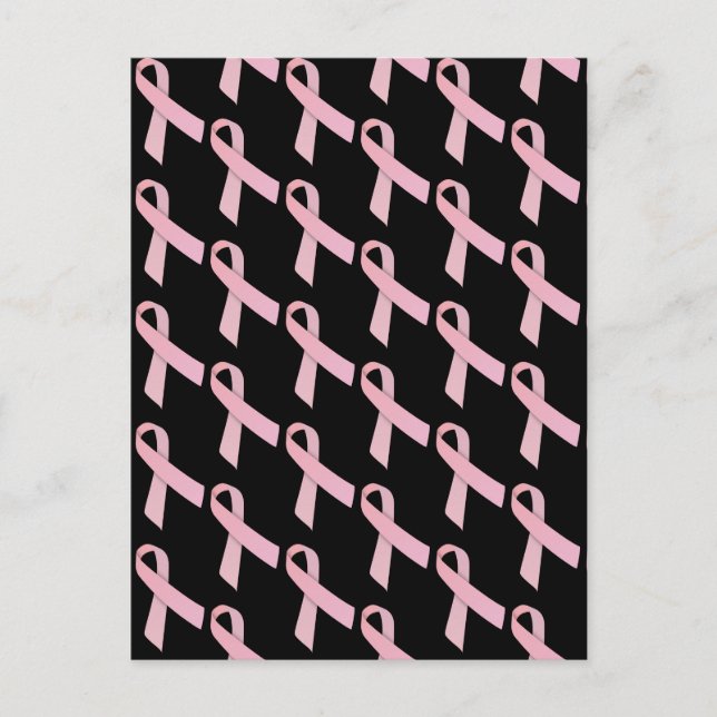 Pink Ribbbons gepolstertes Muster Postkarte (Vorderseite)