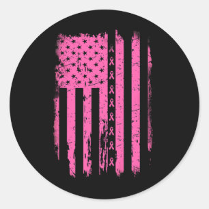 Pink Ribbon American Flag USA Brustkrebs Awaren Runder Aufkleber