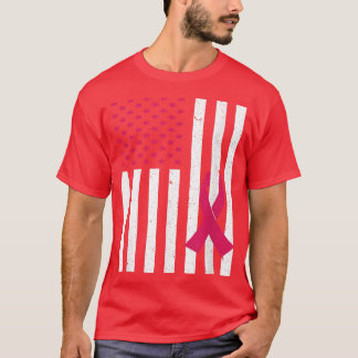 Pink Ribbon auf der US-Flagge für Brustkrebs-Ausze T-Shirt