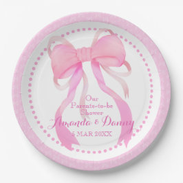 Pink Ribbon Baby Duschpapiertafel Pappteller