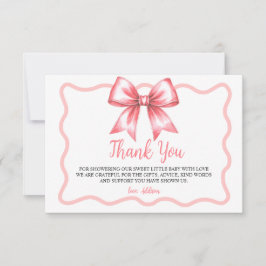Pink Ribbon Baby Shower Thank You Card Dankeskarte