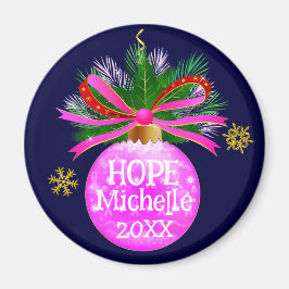 Pink Ribbon Bauble Magnet