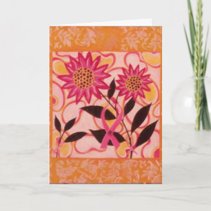 Pink Ribbon & Blume: Denken Sie an Sie Karte
