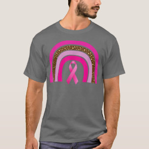 Pink Ribbon Boho Rainbow Breast Cancer Awareness T-Shirt
