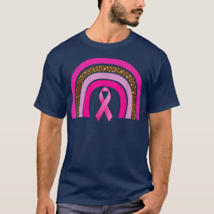 Pink Ribbon Boho Rainbow Breast Cancer Awareness T-Shirt
