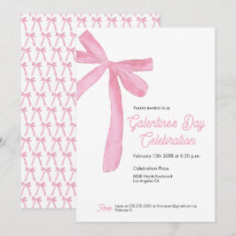 Pink Ribbon Bow Girly Moderne Galentine Einladung