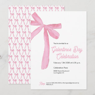 Pink Ribbon Bow Girly Moderne Galentine Einladung