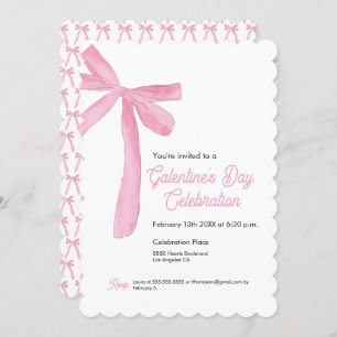 Pink Ribbon Bow Girly Moderne Galentine Einladung