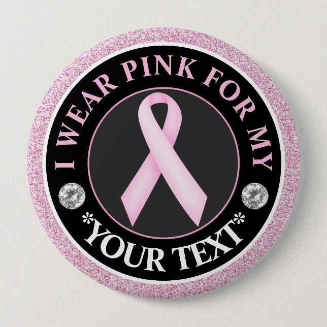 Pink Ribbon Breast Cancer Awareness Design Button (Vorderseite)