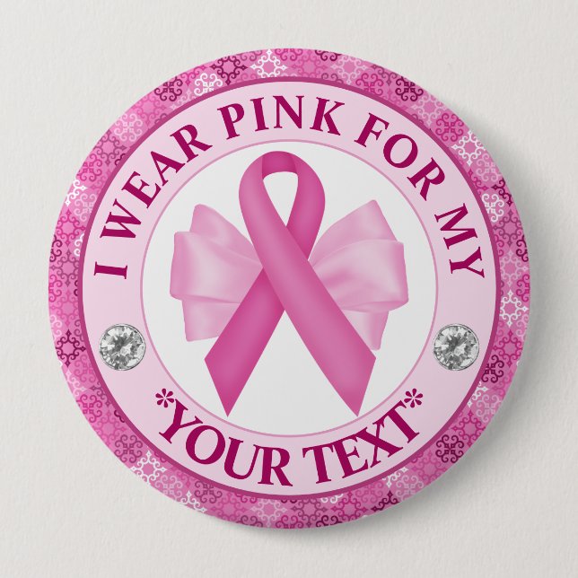 Pink Ribbon Breast Cancer Awareness Design Button (Vorderseite)