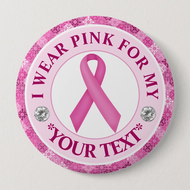 Pink Ribbon Breast Cancer Awareness Design Button (Vorderseite)