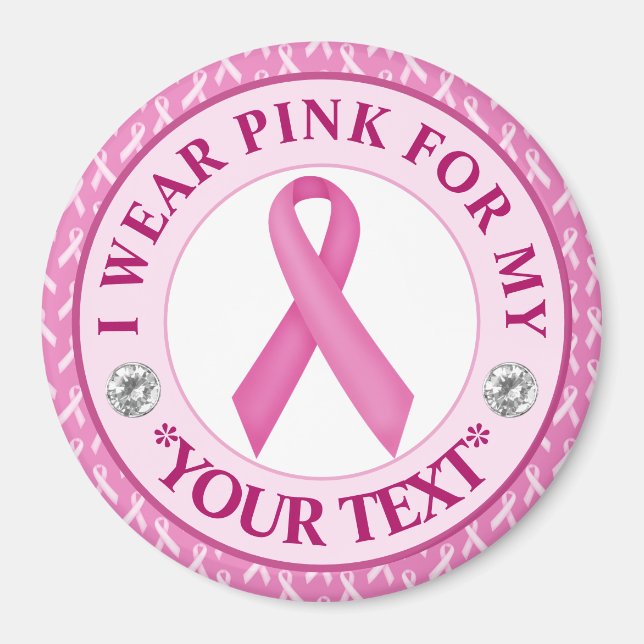 Pink Ribbon Breast Cancer Awareness Design Magnet (Vorne)