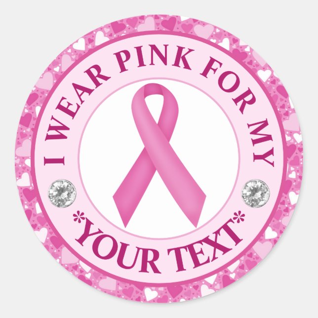 Pink Ribbon Breast Cancer Awareness Design Runder Aufkleber (Vorderseite)