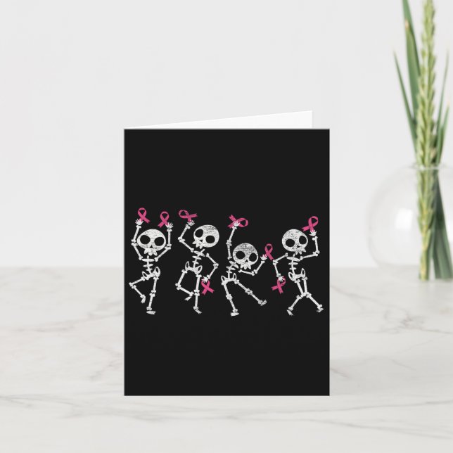 Pink Ribbon Breast Cancer Awareness Skeleton Women Karte (Vorderseite)