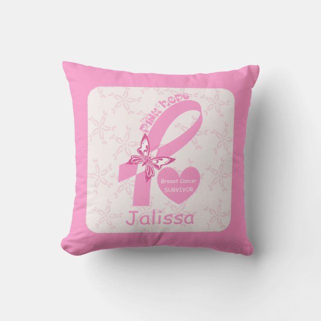 Pink Ribbon Breast Cancer survivor & pink border Kissen (Vorderseite)