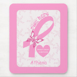 Pink Ribbon Breast Cancer survivor & pink border Mousepad