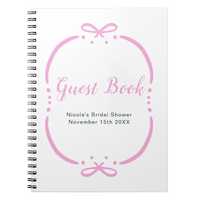 Pink Ribbon Bridal Shower Guest Book Notizblock (Vorderseite)