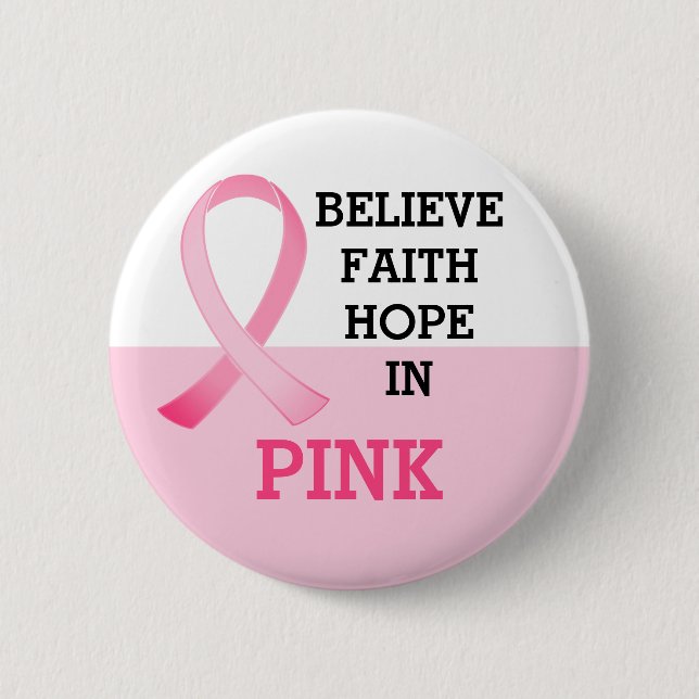 Pink Ribbon Brustkrebs Bewusstsein Button (Vorderseite)