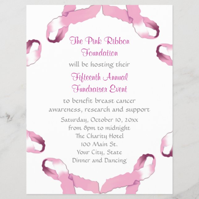 Pink Ribbon Brustkrebs Bewusstsein Flyer (Hinten)